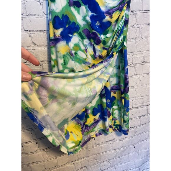 Lauren by Ralph Lauren Dress Size 2 Faux Wrap Dress Colorful Floral Pattern - Picture 5 of 13